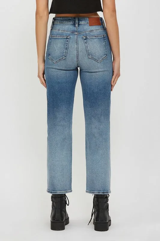 Hidden Ella Medium Wash 28in Inseam Clean Stretch Wide Straight