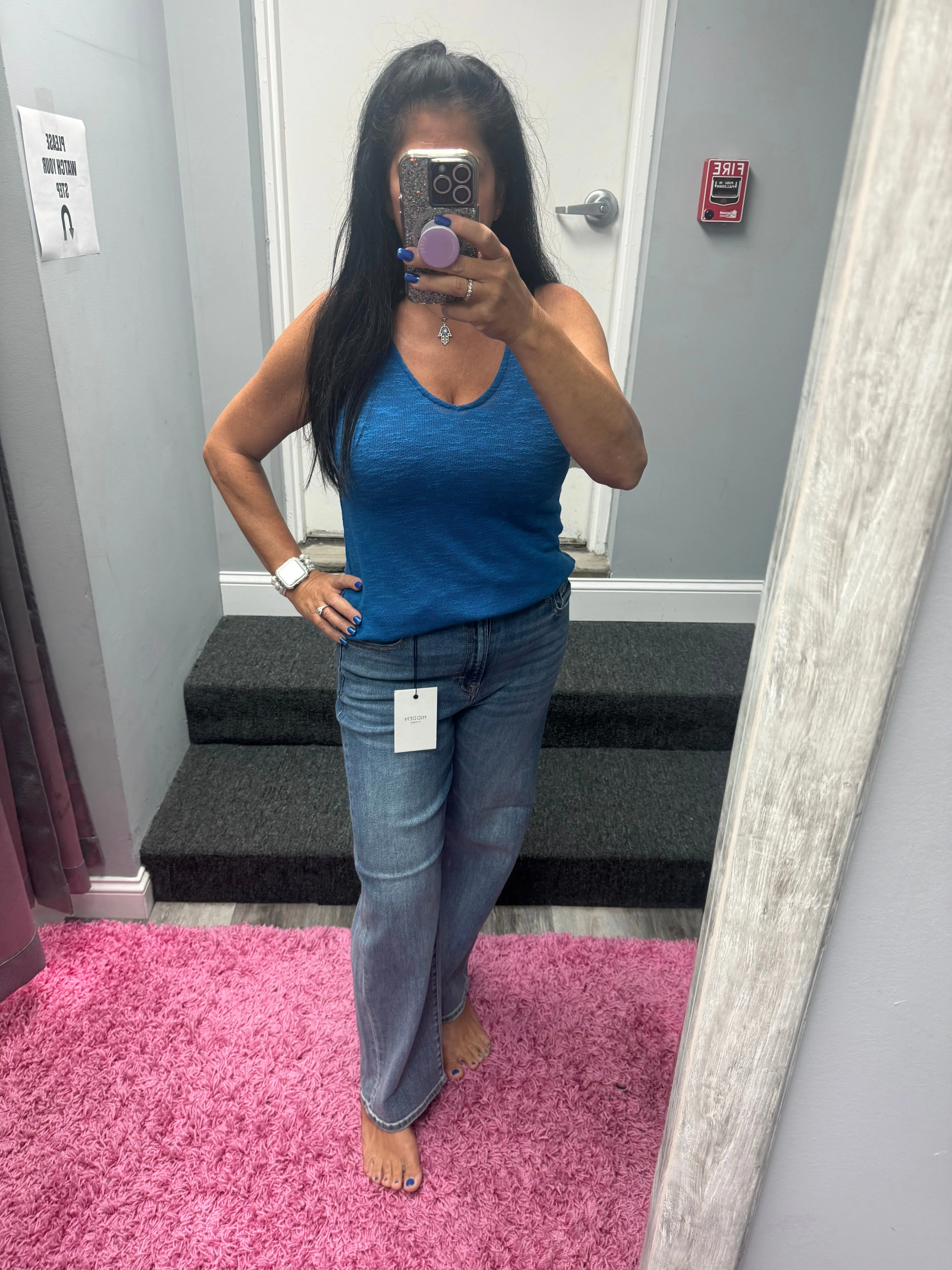 Hidden Ella Medium Wash 28in Inseam Clean Stretch Wide Straight