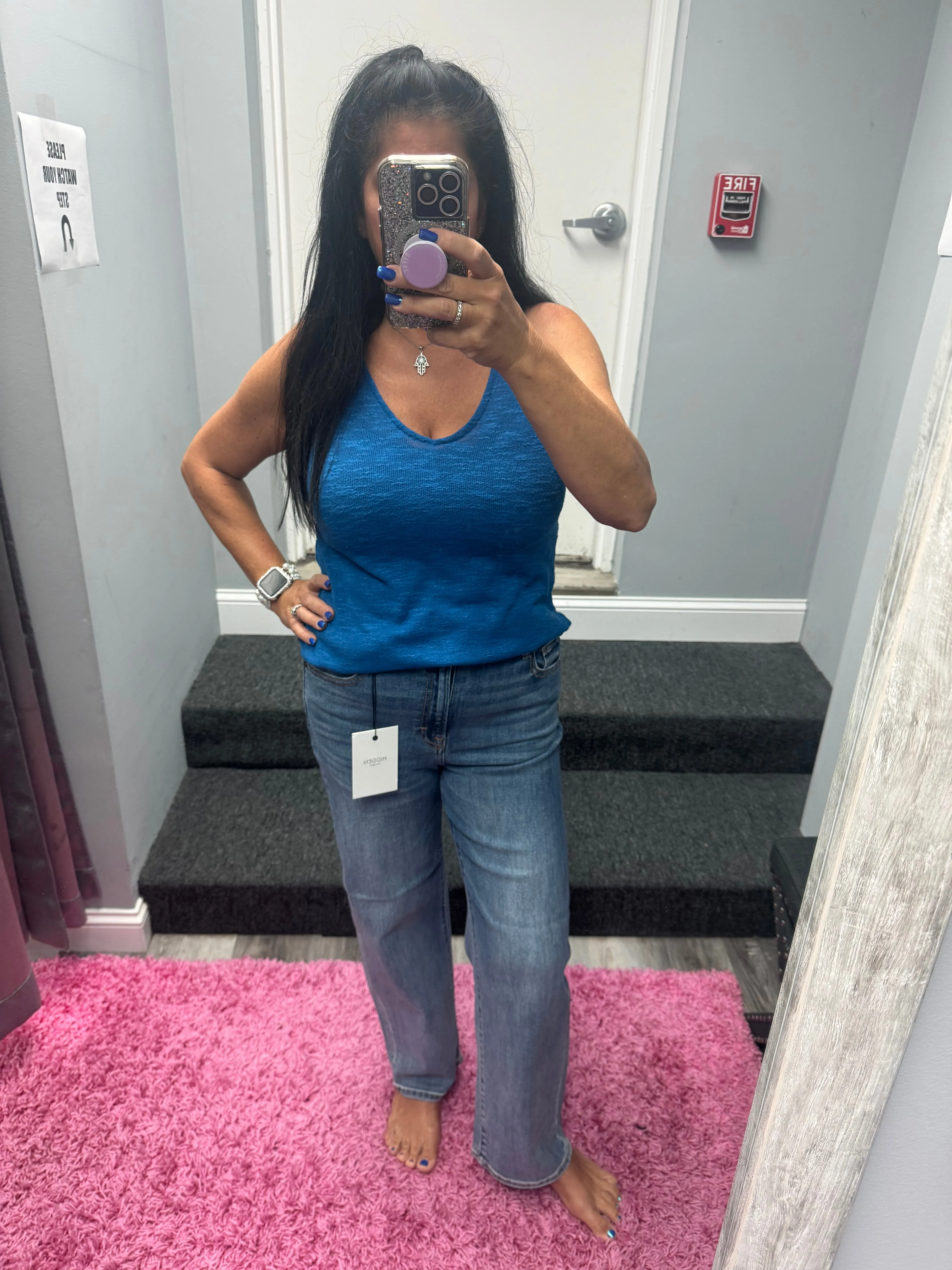 Hidden Ella Medium Wash 28in Inseam Clean Stretch Wide Straight