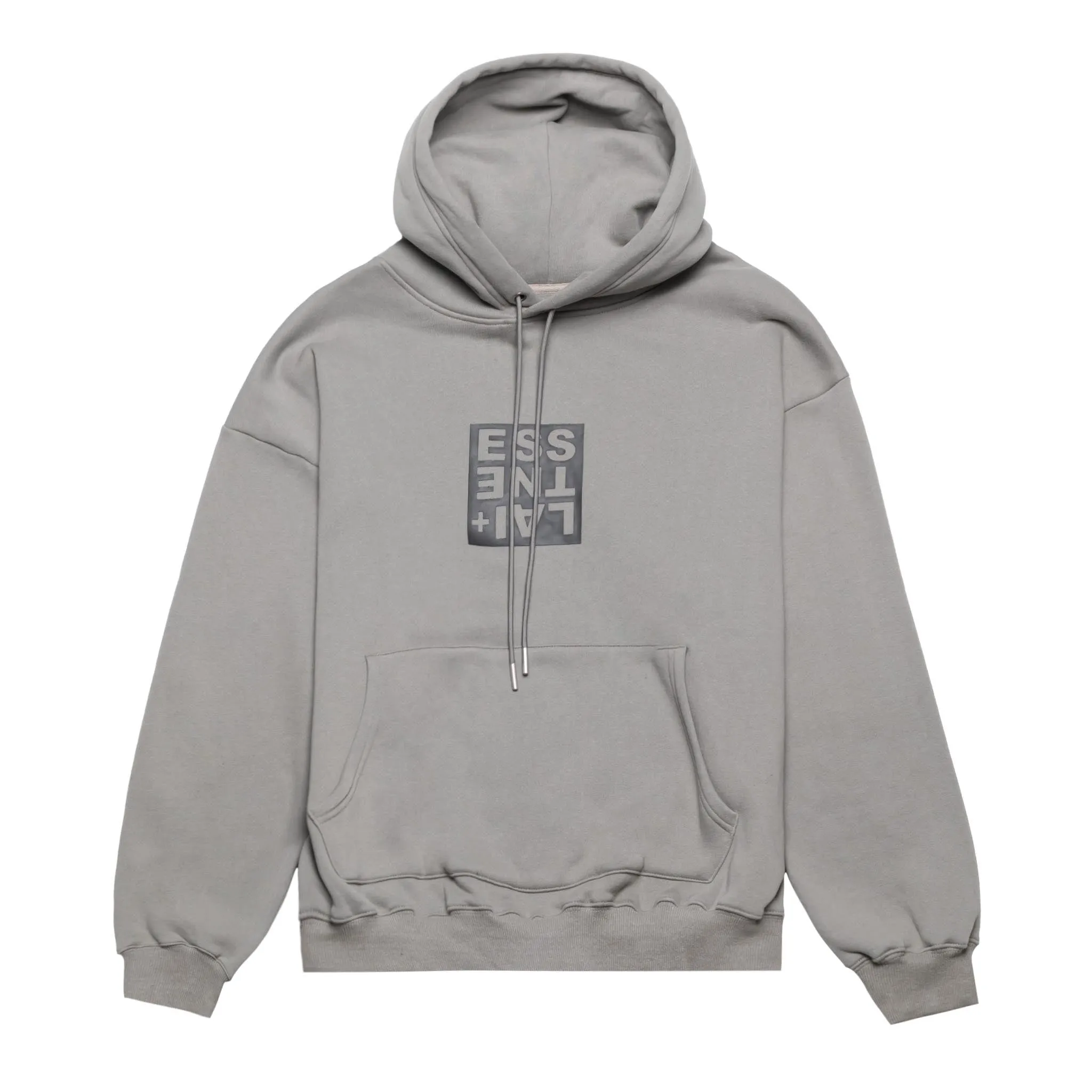 HOMME  'ESSENTIAL' Box Logo Hoodie Cement