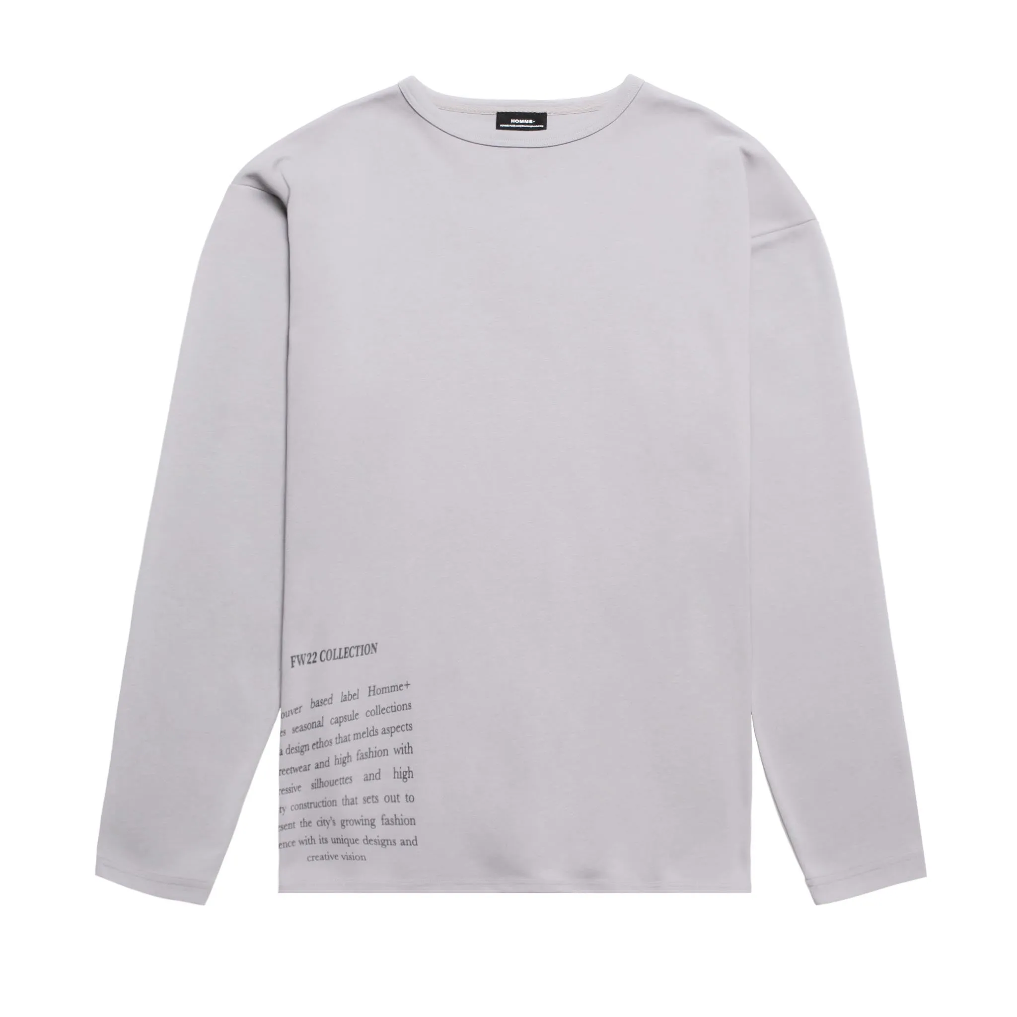 HOMME  Oversized LS Patch Tee Light Grey