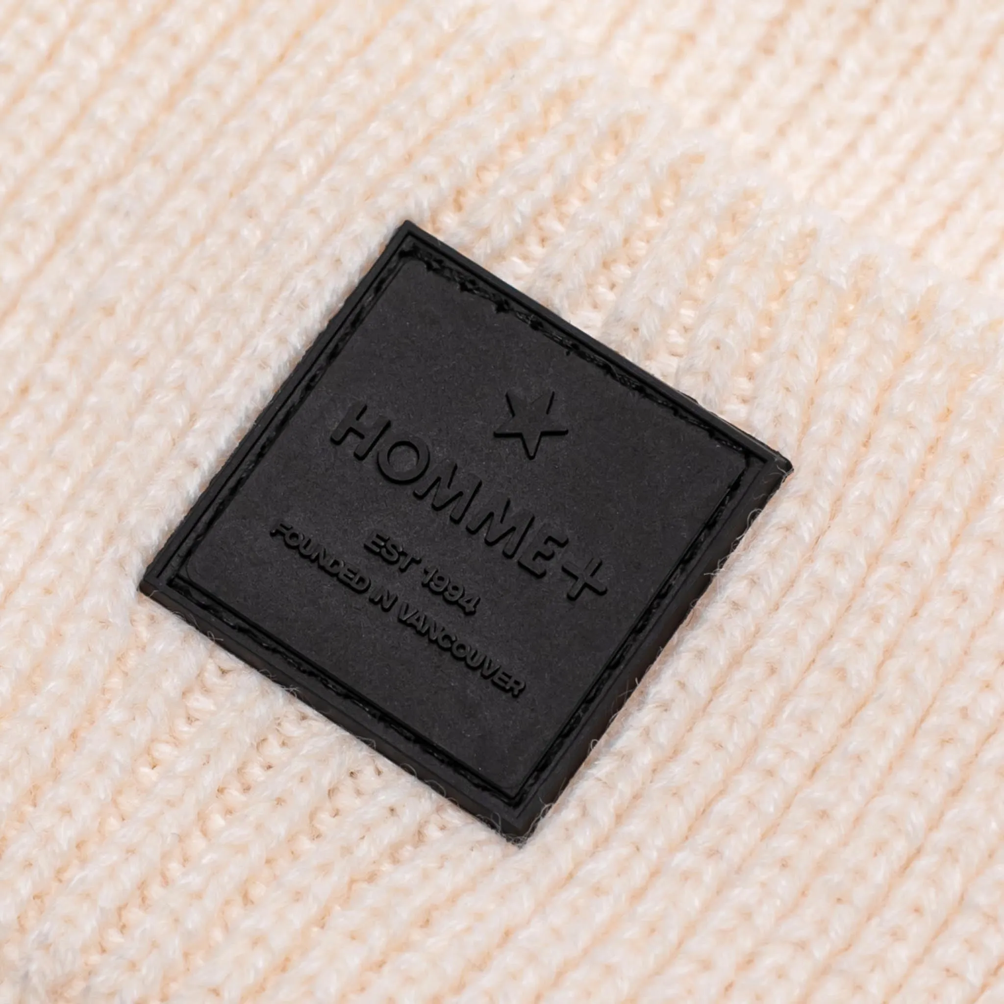 HOMME  Rubber Patch Beanie Cream