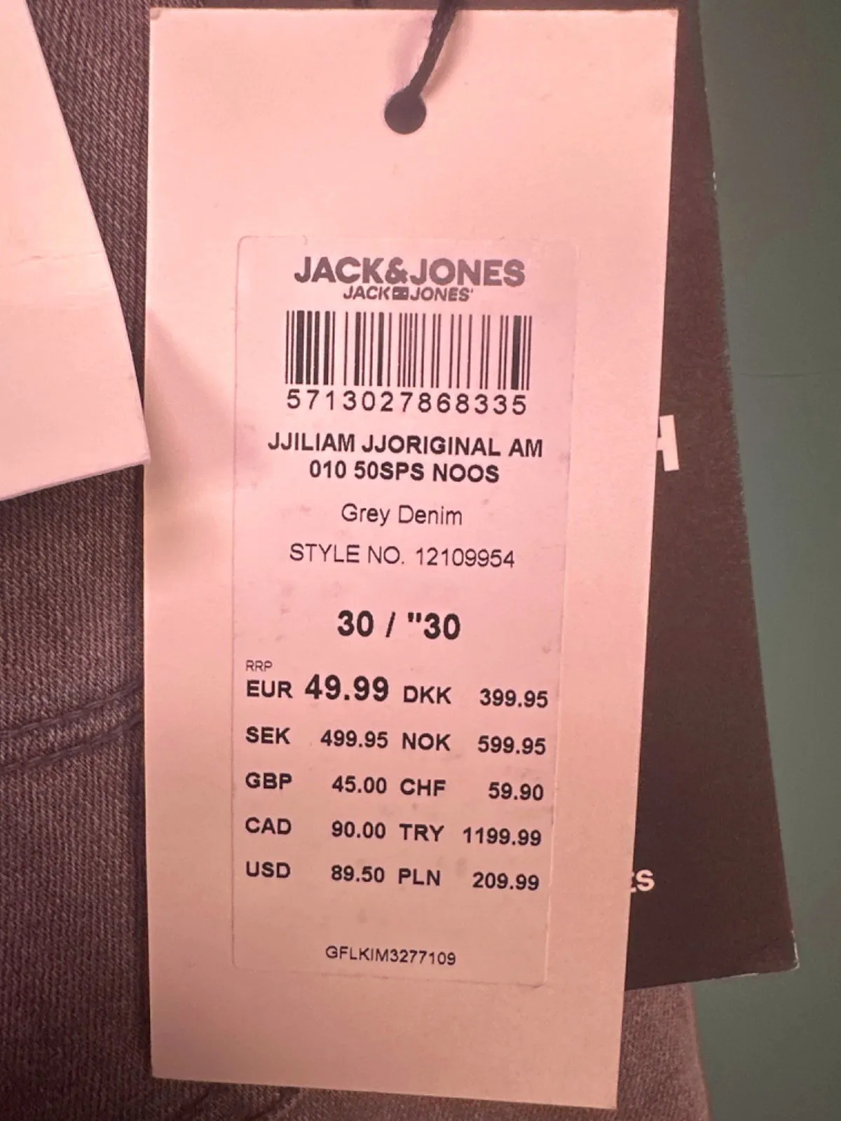 Jack & Jones Grey Denim Jeans W30 L30