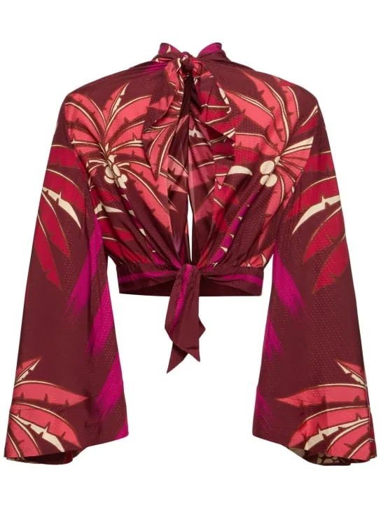 Johanna Ortiz   Printed crepe de chine open crop top 