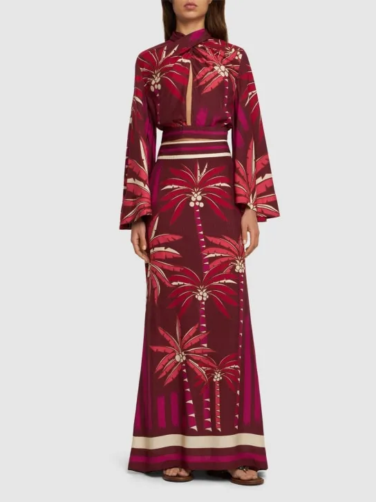 Johanna Ortiz   Printed crepe de chine open crop top 