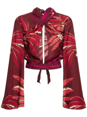 Johanna Ortiz   Printed crepe de chine open crop top 