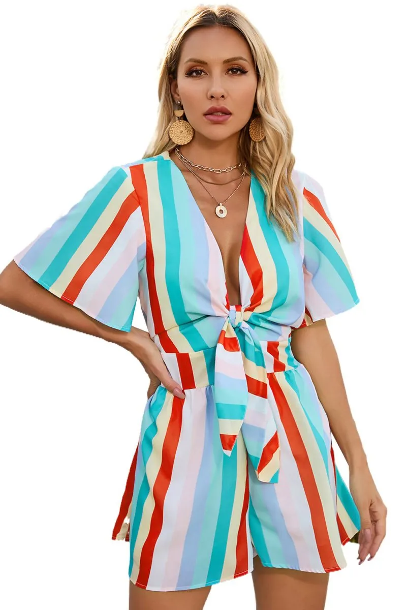 Lily Multicolor Stripe Flowy Romper