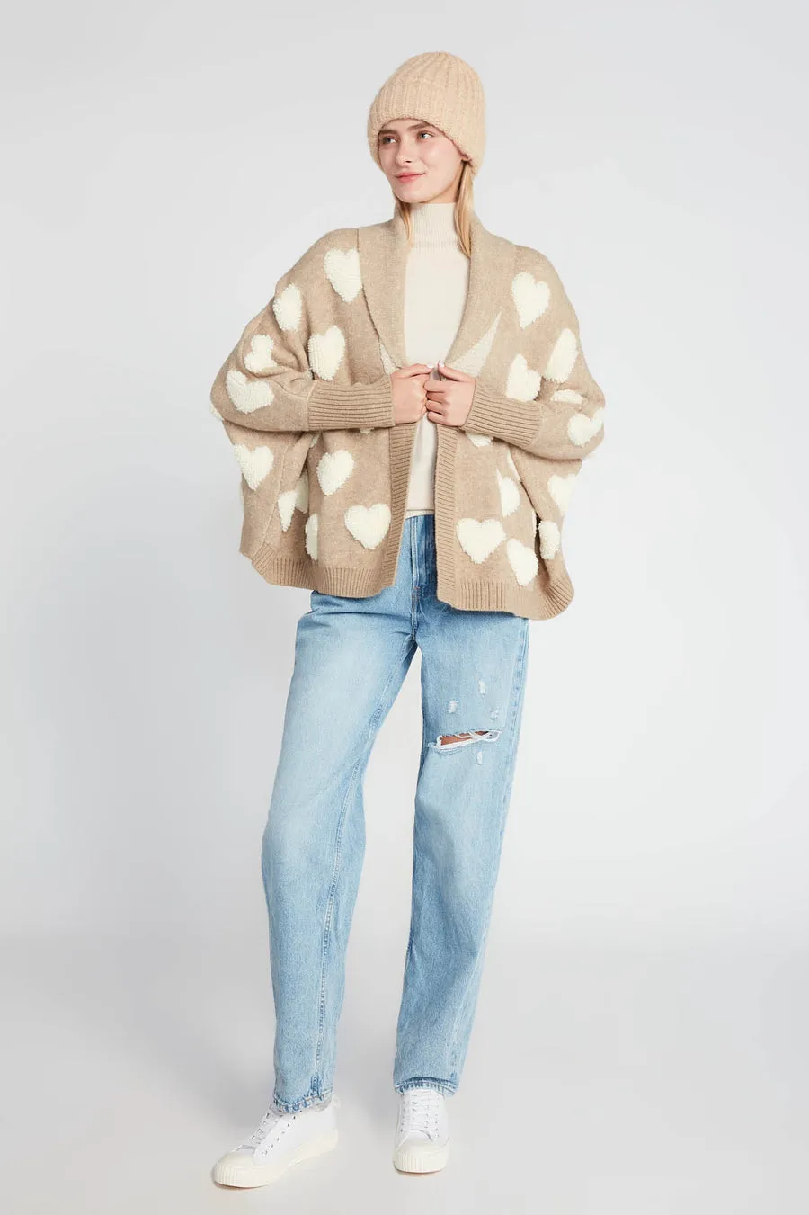 Look By M Heart Sherpa Cardigan MSF3143