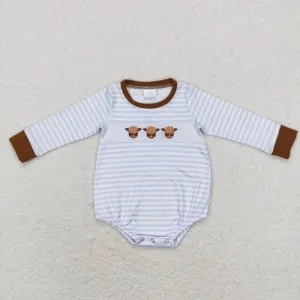 LR0724 baby boy clothes embroidered cow head baby boy romper