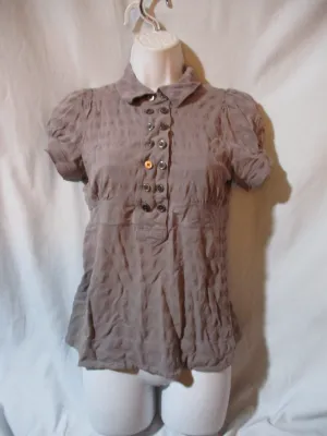 MARC JACOBS CASUAL Short Sleeve Button Up Top S Striped Shirt LAVENDER GRAY