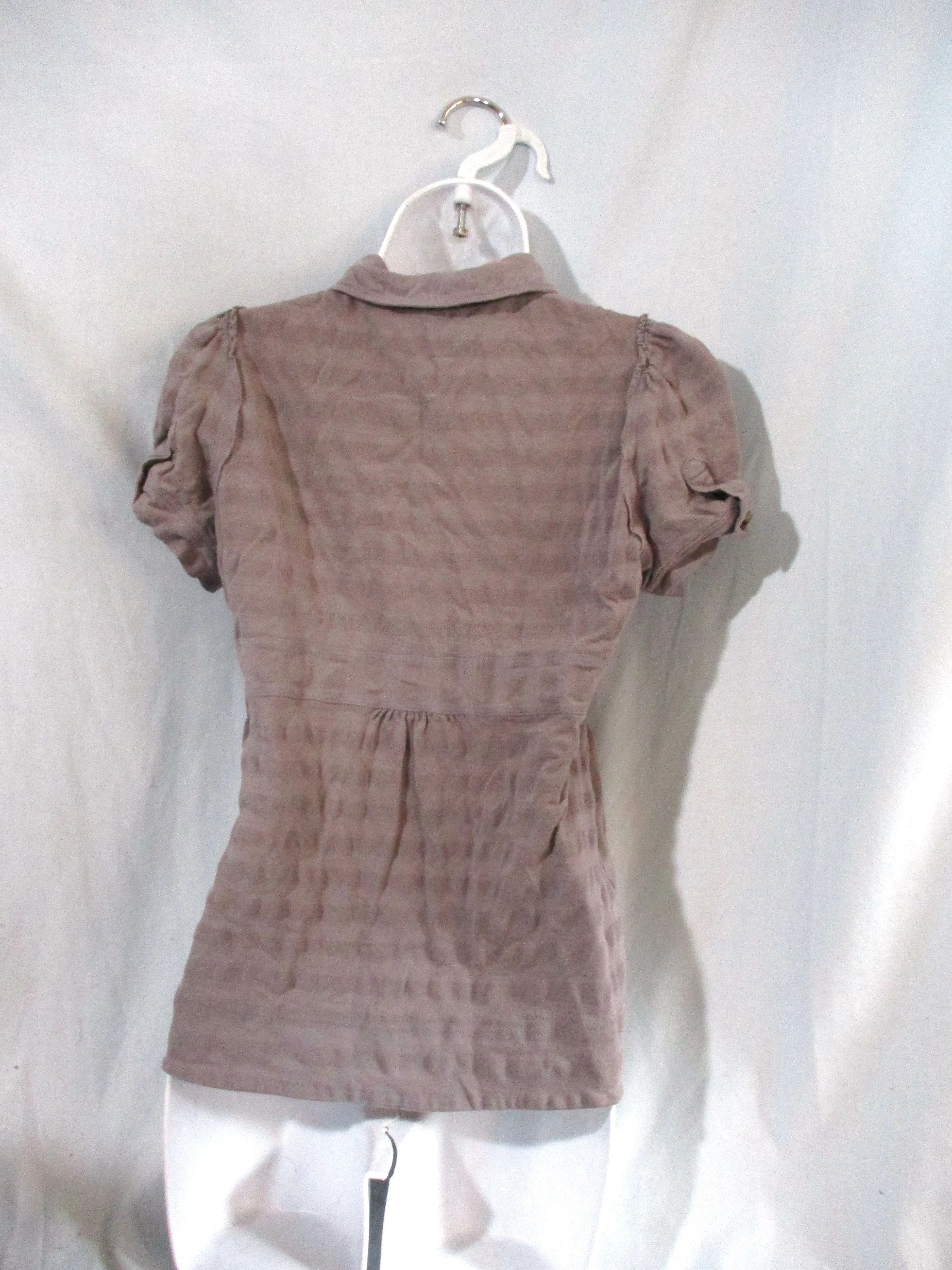 MARC JACOBS CASUAL Short Sleeve Button Up Top S Striped Shirt LAVENDER GRAY