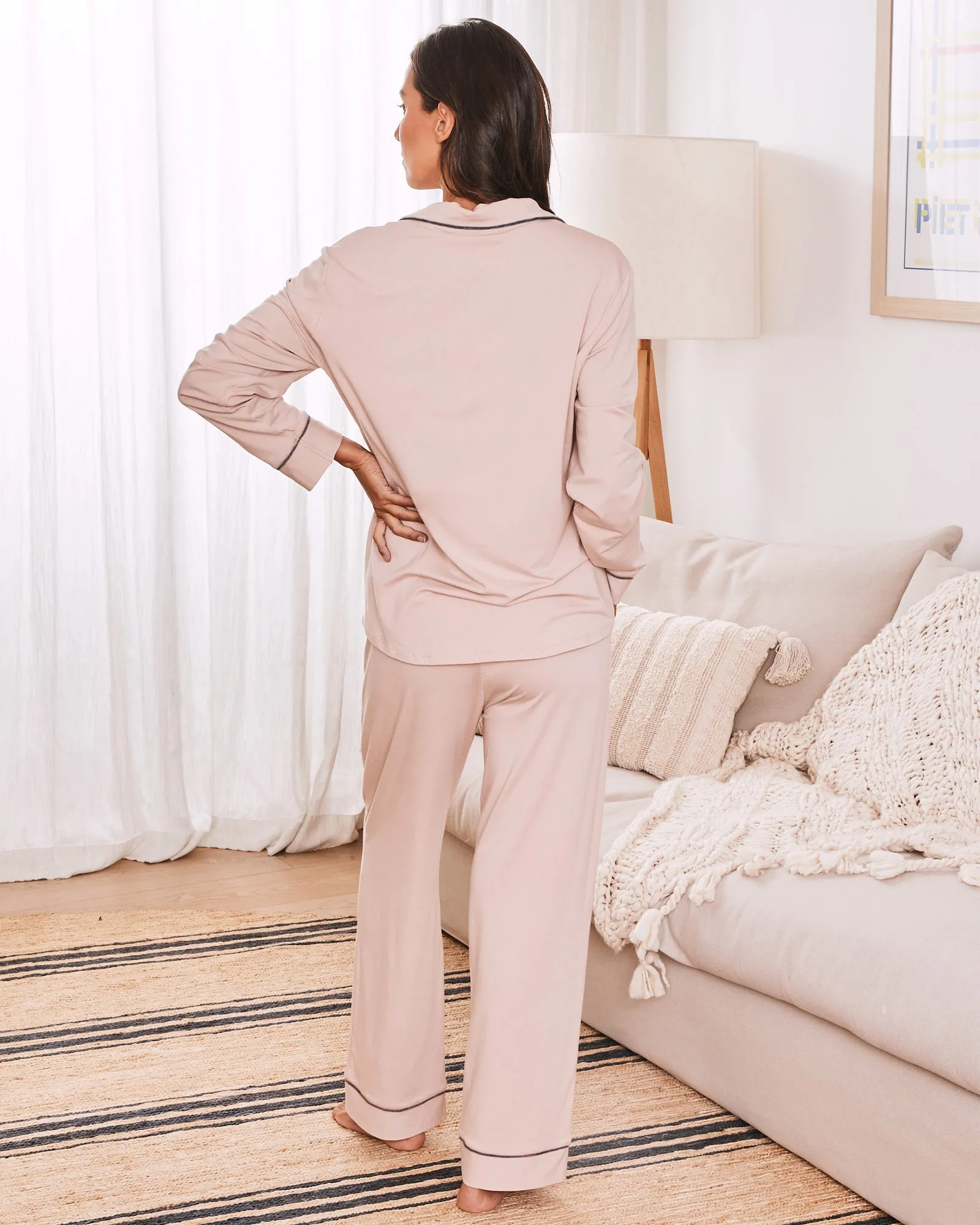 Maternity and Nursing Long Sleeve Pyjama Set in Pink