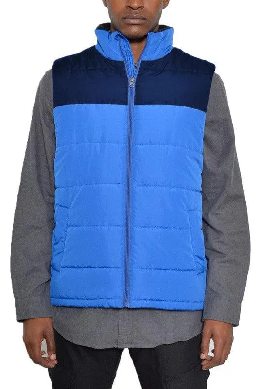 Mens Solid and Two Tone Padded Winter Vests
