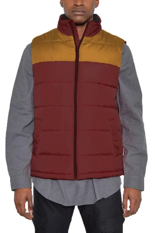Mens Solid and Two Tone Padded Winter Vests