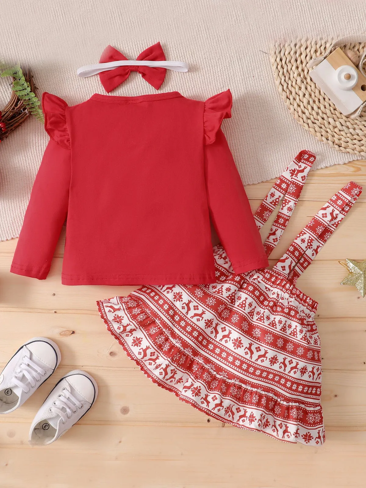 Merry Christmas Top And Suspender Skirt Set