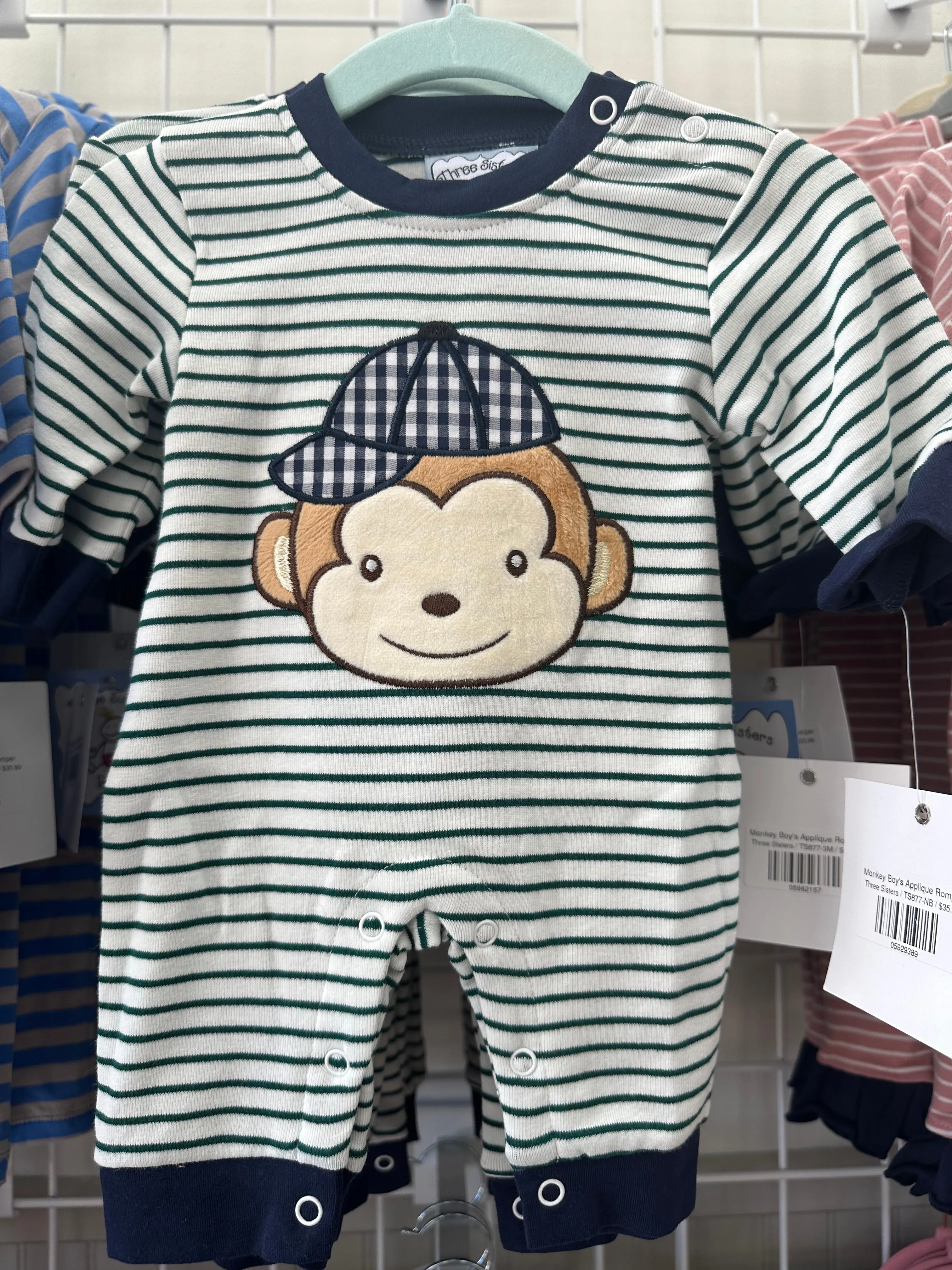 Monkey Boy's Applique Romper
