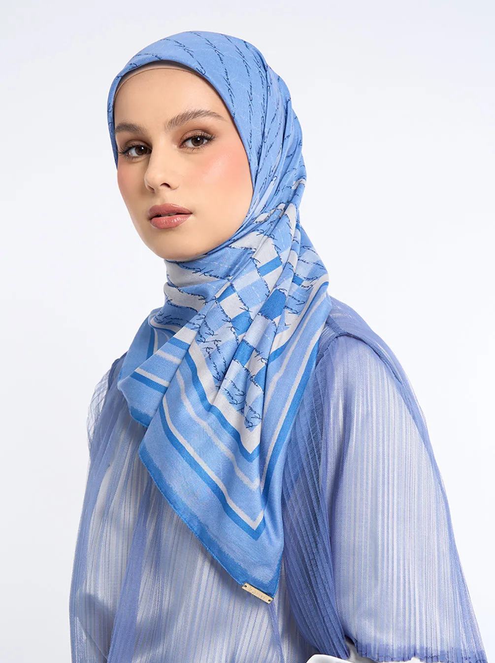 MONO RIDDLE SIGNATURE SCARF OCEANIC BLUE