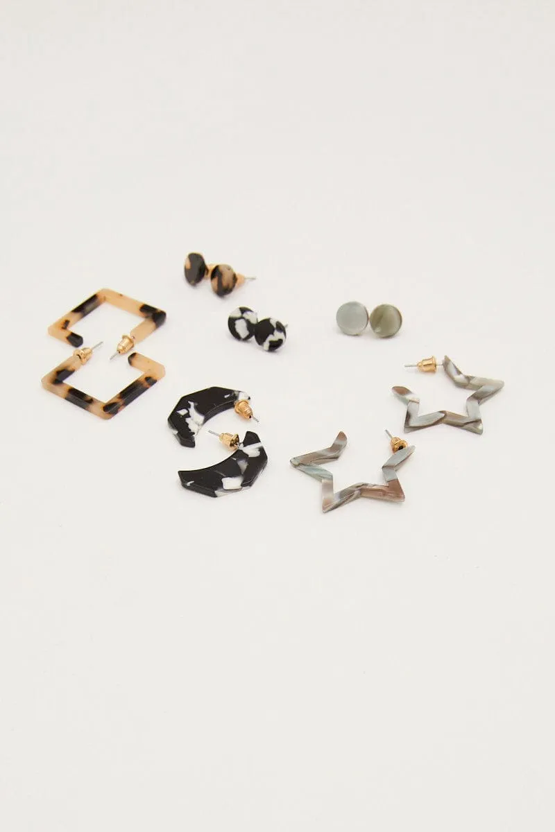Multi 6 Pack Resin Earrings