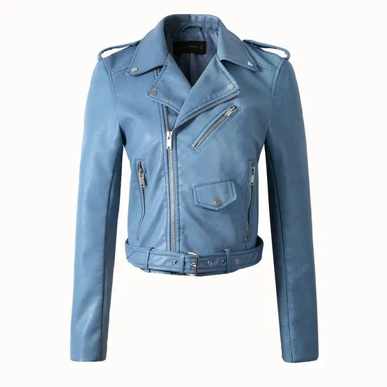 New Fashion Women Winter Leather Lady Motorcycle Coat with Hot Sale