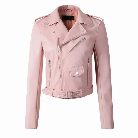 New Fashion Women Winter Leather Lady Motorcycle Coat with Hot Sale