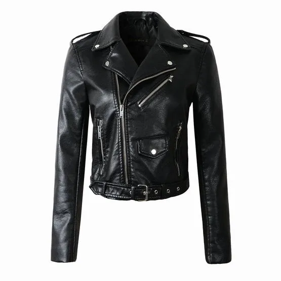New Fashion Women Winter Leather Lady Motorcycle Coat with Hot Sale