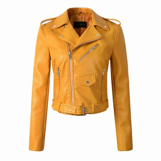 New Fashion Women Winter Leather Lady Motorcycle Coat with Hot Sale