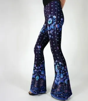 NWT Free People FLARE STREET AMALIA BLUE PEACOCK HIGH-RISE FLARE Pant Lounge M-L