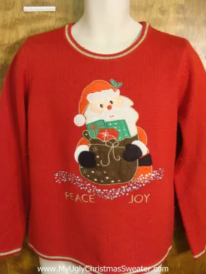 Peace and Joy Santa Tacky Xmas Sweater