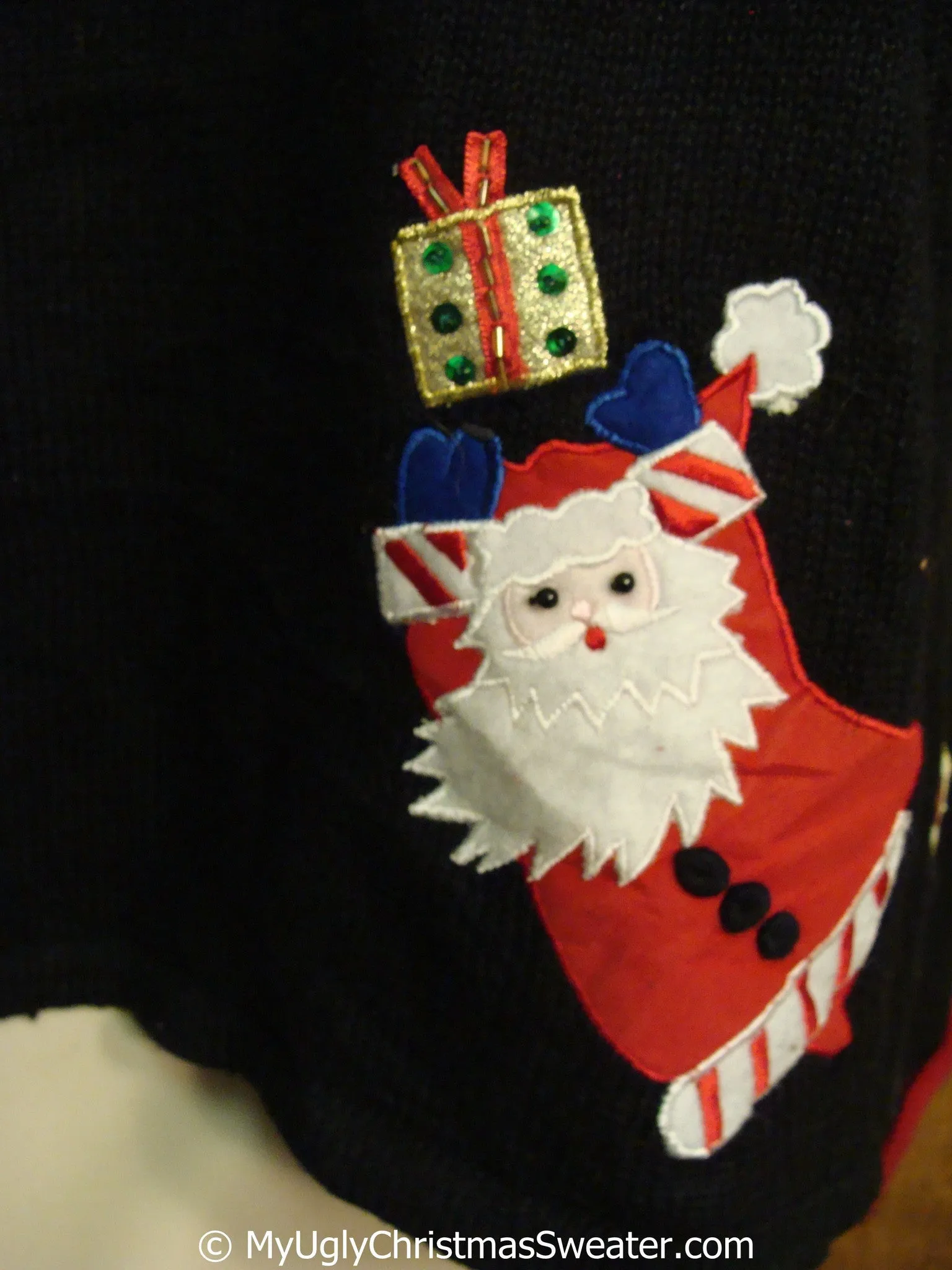 Peaking Santa Trio Ugly Christmas Sweater