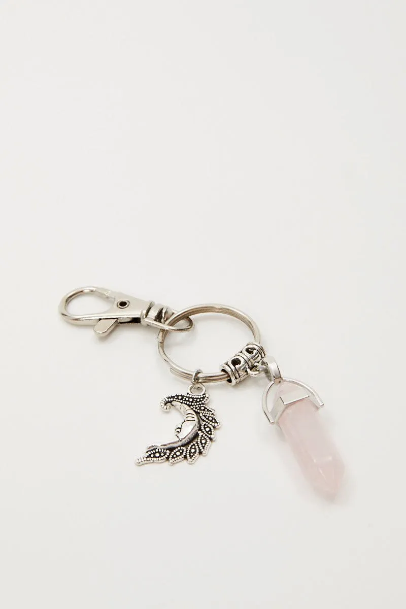 Pink Natural Stone Keyring