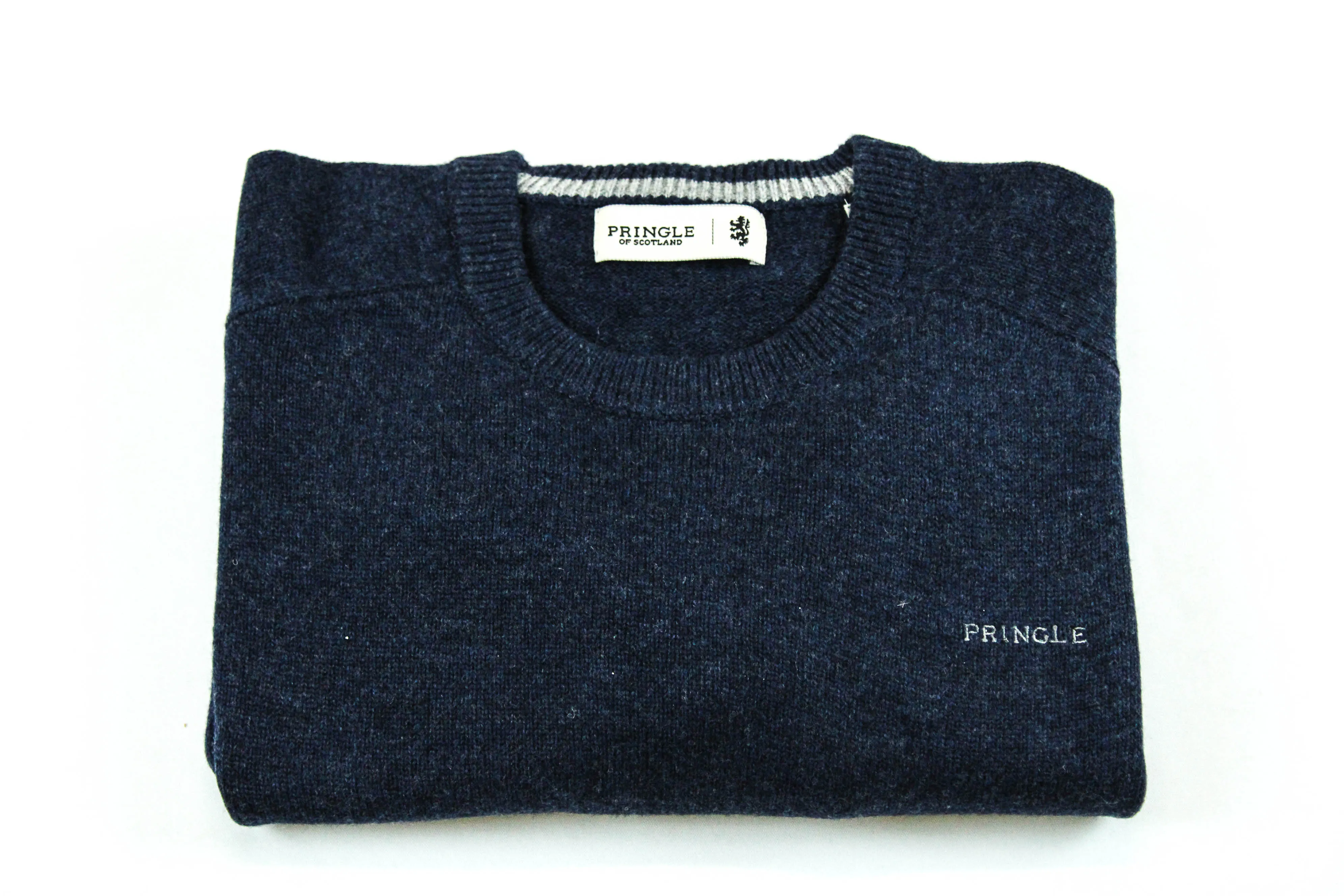 Pringle Navy Lambswool Crew Neck Sweater