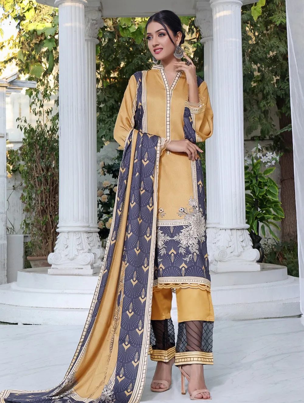 Printed Linen Suit with Printed Dupatta KTE-1643