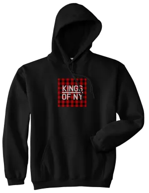 Red Buffalo Plaid Box Logo Mens Pullover Hoodie
