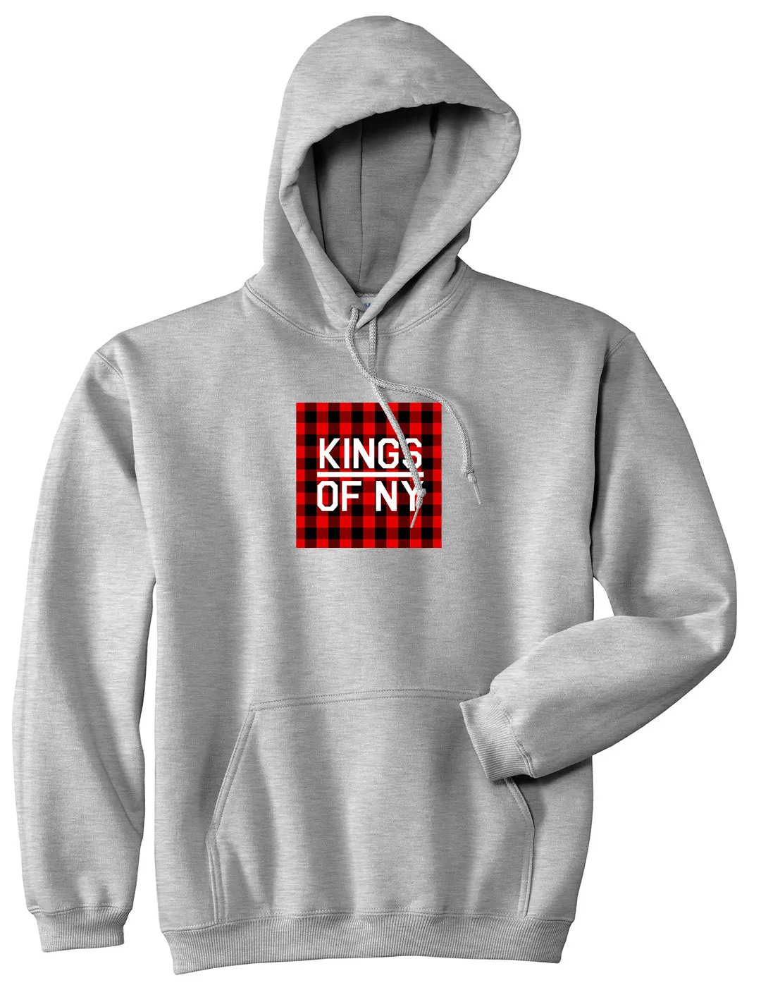 Red Buffalo Plaid Box Logo Mens Pullover Hoodie