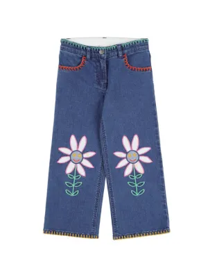 Stella McCartney Kids   Embroidered organic cotton denim jeans 