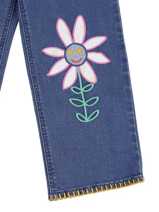 Stella McCartney Kids   Embroidered organic cotton denim jeans 