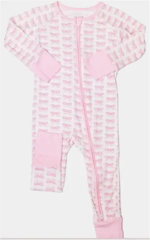 The Uptown Baby - Bow Sleep Romper zip