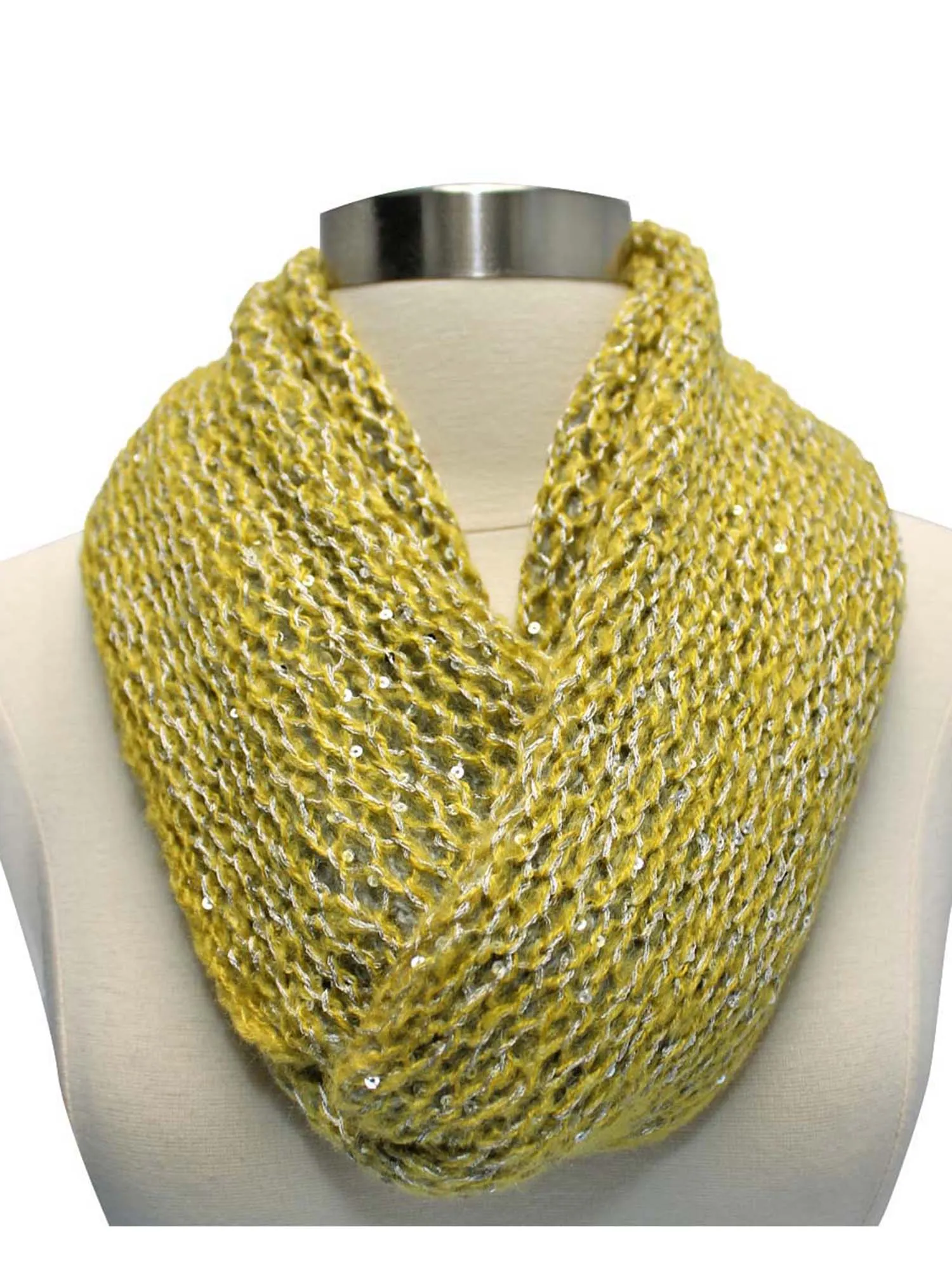 Two-Tone Double Sided Sequin Infinity Winter Scarf