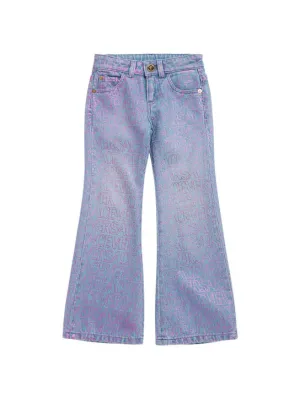Versace   All over logo print cotton denim jeans 