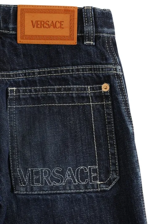 Versace   Stonewashed cotton denim jeans 