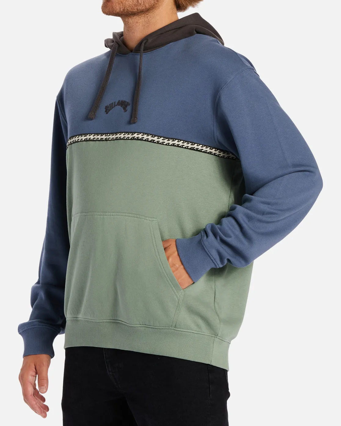 Wave Washed Blocked Pullover Hoodie
