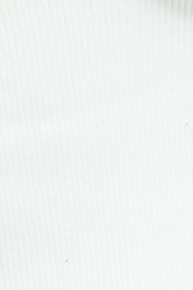 White Knit Zip Up Cardigan Hooded