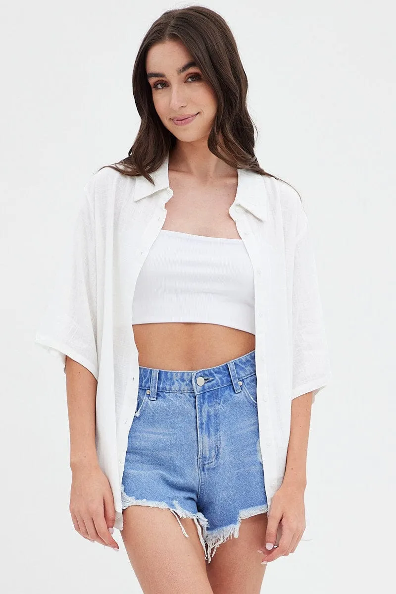 White Shirt Collar Short Sleeve