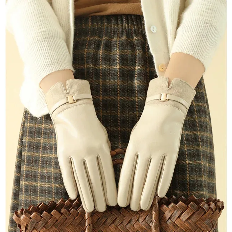 Women Winter Suede Leather Keep Warm Touch Screen Fashion