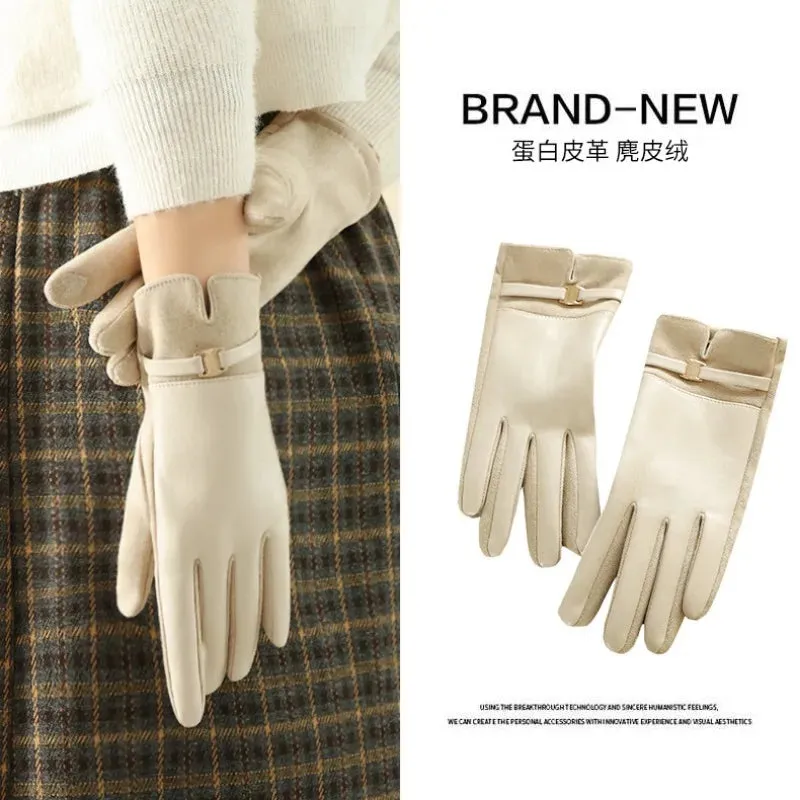 Women Winter Suede Leather Keep Warm Touch Screen Fashion
