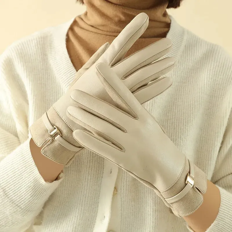 Women Winter Suede Leather Keep Warm Touch Screen Fashion