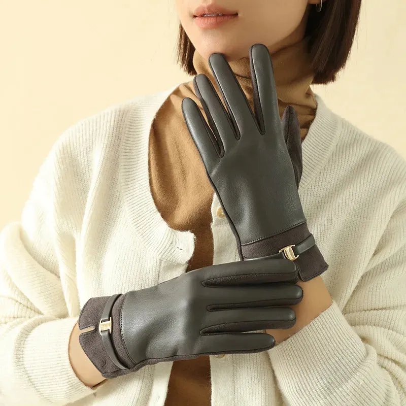 Women Winter Suede Leather Keep Warm Touch Screen Fashion