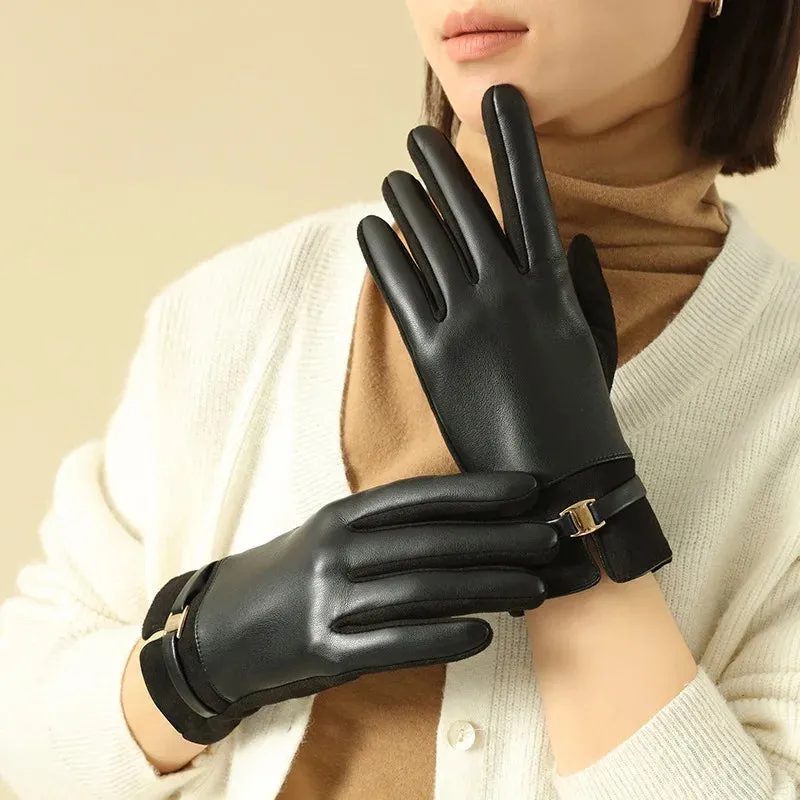 Women Winter Suede Leather Keep Warm Touch Screen Fashion