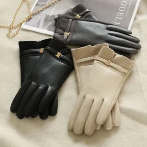 Women Winter Suede Leather Keep Warm Touch Screen Fashion