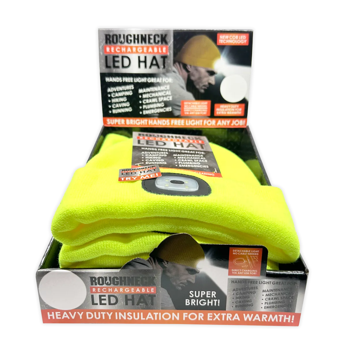 Yellow LED Light Hat 6 Pieces Per Retail Ready Display 25042